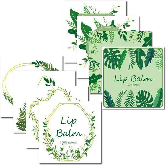Lip Balm Labels 80pcs Homemade Lip Balm Labels 2 Clear for Tubes Printable Waterproof Stickers for Handcream Candle ContainerLeaves-White Green Making DIY