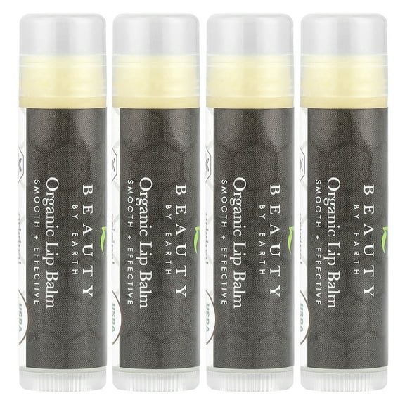 Lip Balm Organic (Original Unflavored) 4 Tube Pack ; Pure and Natural Beeswax Lip Butter with Aloe Vera, Vitamin E for a Clear Gloss; Moisturize, Repair Dry, Cracked or Chapped Lips