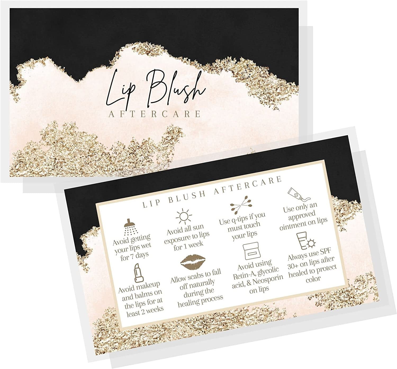 Lip Blush Stages Of Healing & Aftercare Instructions Cards Package Of