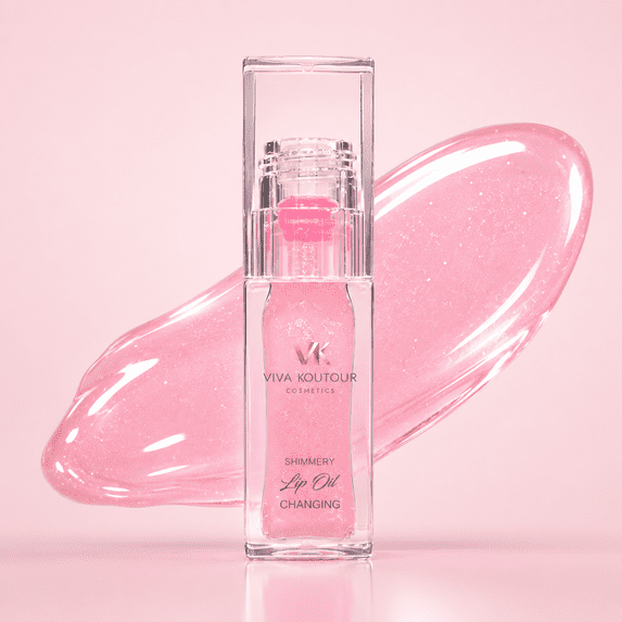 Viva Koutour Cosmetics PH- Lip Changing Oil Hydrating Shimmer Lip Gloss, Bubble Gum