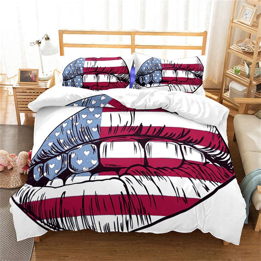 Lip Design 3D Printed Duvet Sets, Microfiber Bedding Sets