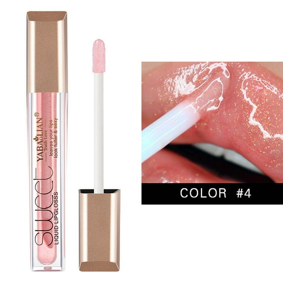 Lip Glaze, Lip Color, Slightly Glittering Transparent Lip Gloss with Colorful Glitter, Soft Brush Applicator for Comfortable Wear