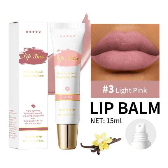 Lip Gloss Base, Hydrating Lip Balm with Sheer Tint, Plumps Moisturizing Hydrating Lip Mask, Lip Base Cream for Smoothing & Prepping, Multi-Purpose Matte Blush & Lip Balm (#3, Light Pink)