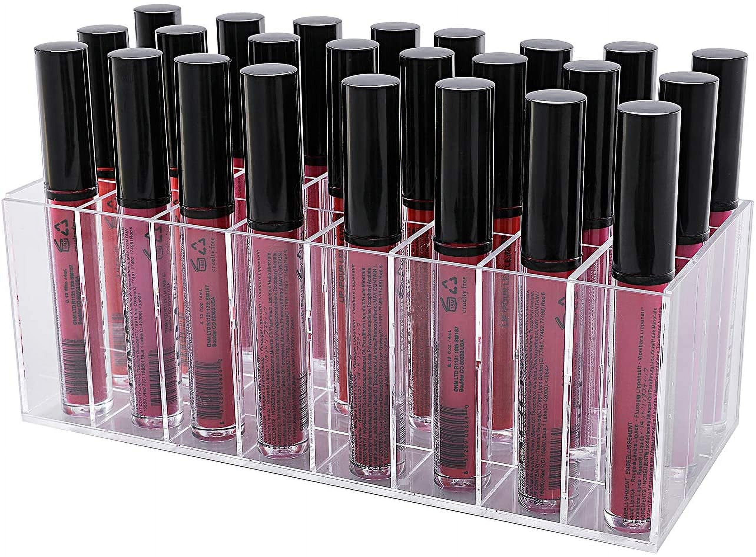 Lip Gloss Holder Organizer, Lip Gloss Display Case Box, 24 Spaces Clear Acrylic Makeup Organizer