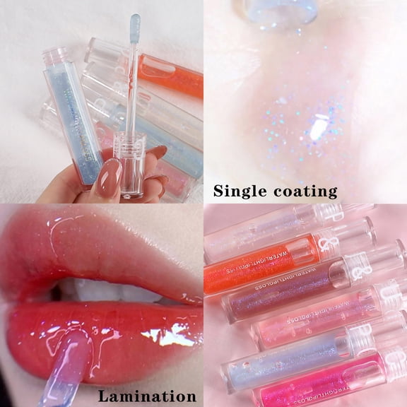 Lip Gloss Moisturizing Lip Glaze Long-Lasting Shimmering Pearl Lip Gloss Liquid Lipstick High Shimmering Pigments Smooth Application Non-Sticky Cup Waterproof Natural Finish