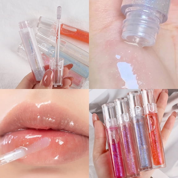 Lip Gloss Moisturizing Lip Glaze Long-Lasting Shimmering Pearl Lip Gloss Liquid Lipstick High Shimmering Pigments Smooth Application Non-Sticky Cup Waterproof Natural Finish