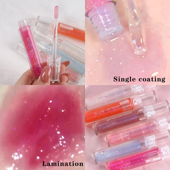 Lip Gloss Moisturizing Lip Glaze Long-Lasting Shimmering Pearl Lip Gloss Liquid Lipstick High Shimmering Pigments Smooth Application Non-Sticky Cup Waterproof Natural Finish