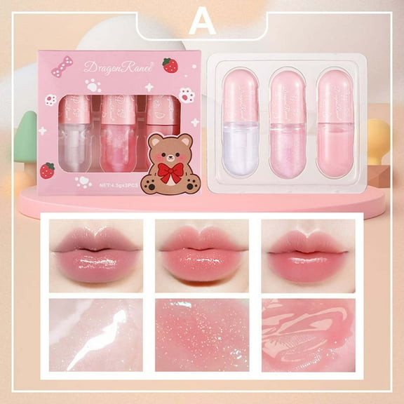 Lip Gloss, Moisturizing Lip Oil, Long-Lasting Hydrating Water-Gloss Lip Gloss Set, Lightweight Portable Lip Care with Nourishing Soft Texture