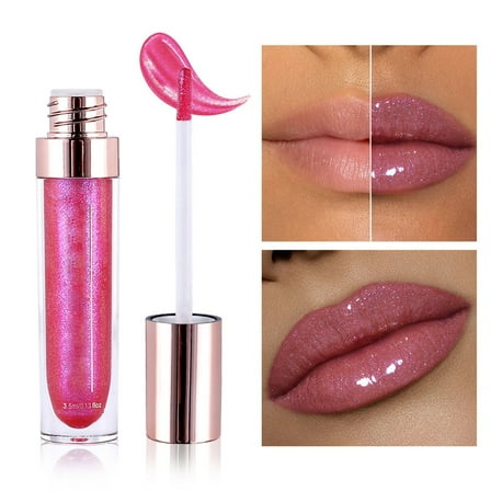 Lip Gloss, Pearlescent Lip Gloss, 3-Dimensional Dazzles Liquid Lip Gloss, Long-Lasting Transfer-Proof Waterproof Transparent Lip Gloss