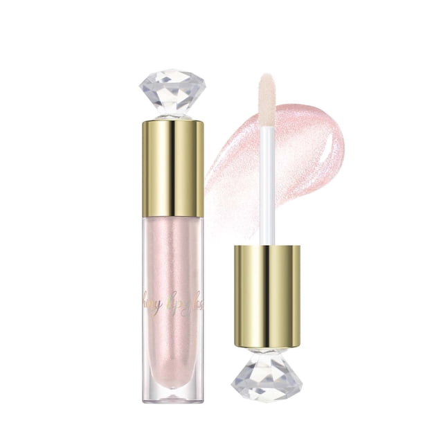 Lip Gloss, Translucent Lip Gloss, Moisturizing Lip Gloss with Fine Shimmering Pearl, Portable Sparkling Lip Gloss for Enhanced Color and Hydration
