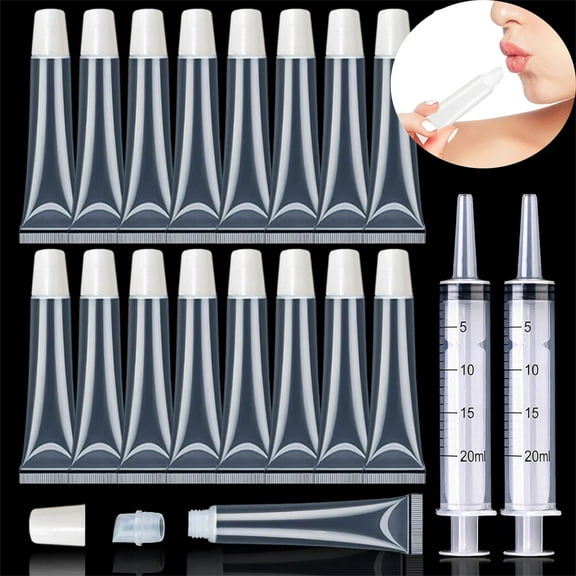 Lip Gloss Tubes,Tutuviw 25 Pcs Soft Refillable Lip Balm Containers,Cute Cosmetic Tubes with 20ml Syringes,Empty Tubes,Empty Lip Balm Containers for Women Girls Cosmetic Sample DIY