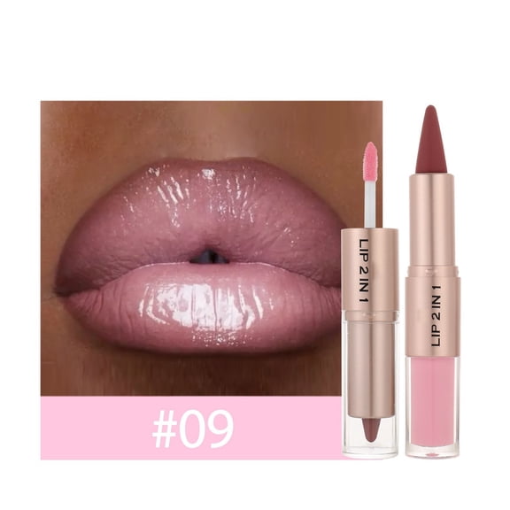 Lip Kit & Lip Combo Sets Double Head 2-in-1, Matte Lipstick with Lip Liner and Gloss Set Mirror Finish for Complete Lip Makeup