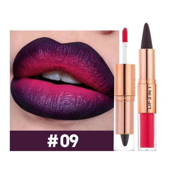 Lip Liner and Gloss Set, 2 in 1 Double Ended Lip Gloss Set, Long Lasting Waterproof Labiales, Velvet Matte Lip Liner, Smooth Buildable Glass Quick Fuller Lip Plumping Set for Women (#01)