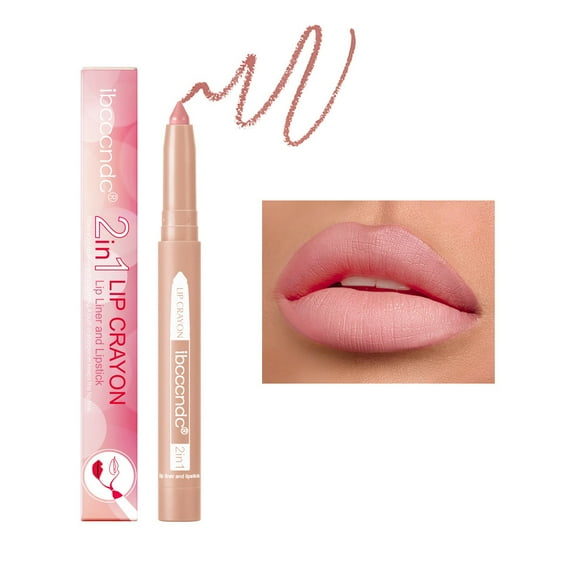 Lip Liner, Matte Lipstick, Two In One Rotating Lip Crayon with Built-In Sharpener, Easy To Apply Full Coverage Long-Lasting Lip Makeup Tool