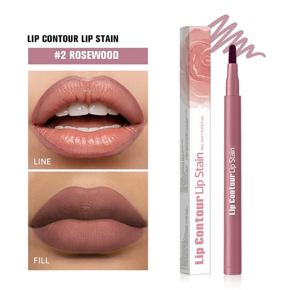 Lip Liner Pen, Long Lasting Lip Stain, Double Sided Lip Contouring and Filling Brush, Waterproof Smudge Proof Pigmented Lip Makeup Tool for Defined Lips and Comfortable Wear