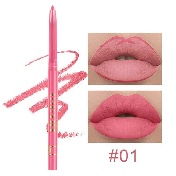Lip Liner Pencil, Matte Lip Liner, Long-Lasting Fade Lip Pencil Makeup, Semi-Matte Finish Smooth Glide Lip Color for Defined Full Lips