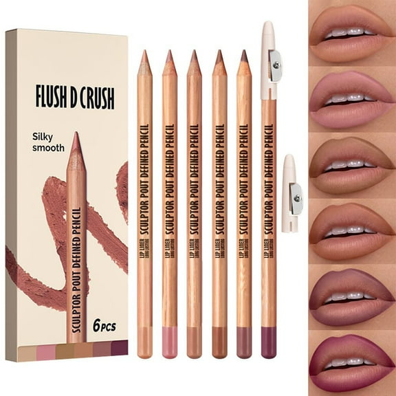 Lip Liner Set,Lipliners Pencil,6pcs/Set Matte Lip Liner Set, Long-Lasting Lip Makeup Kit, High Pigmentation Lipliner with Sharpener, Slim Soft Texture, Safe Non-Irritating formula(C)