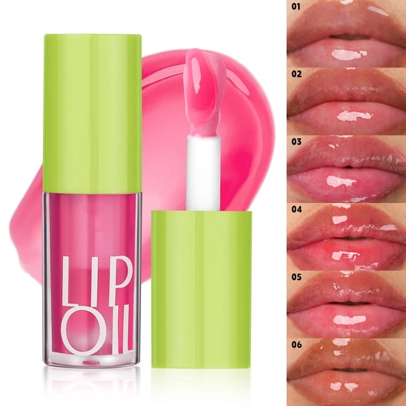 Lip Oil Lip Glaze,Hydrating Tinted Plumping Lip Gloss,Clear Pink Shiny Glow Reviver Lip Care Oil,Longlasting Non-sticky Transparent Lip Oil, #03