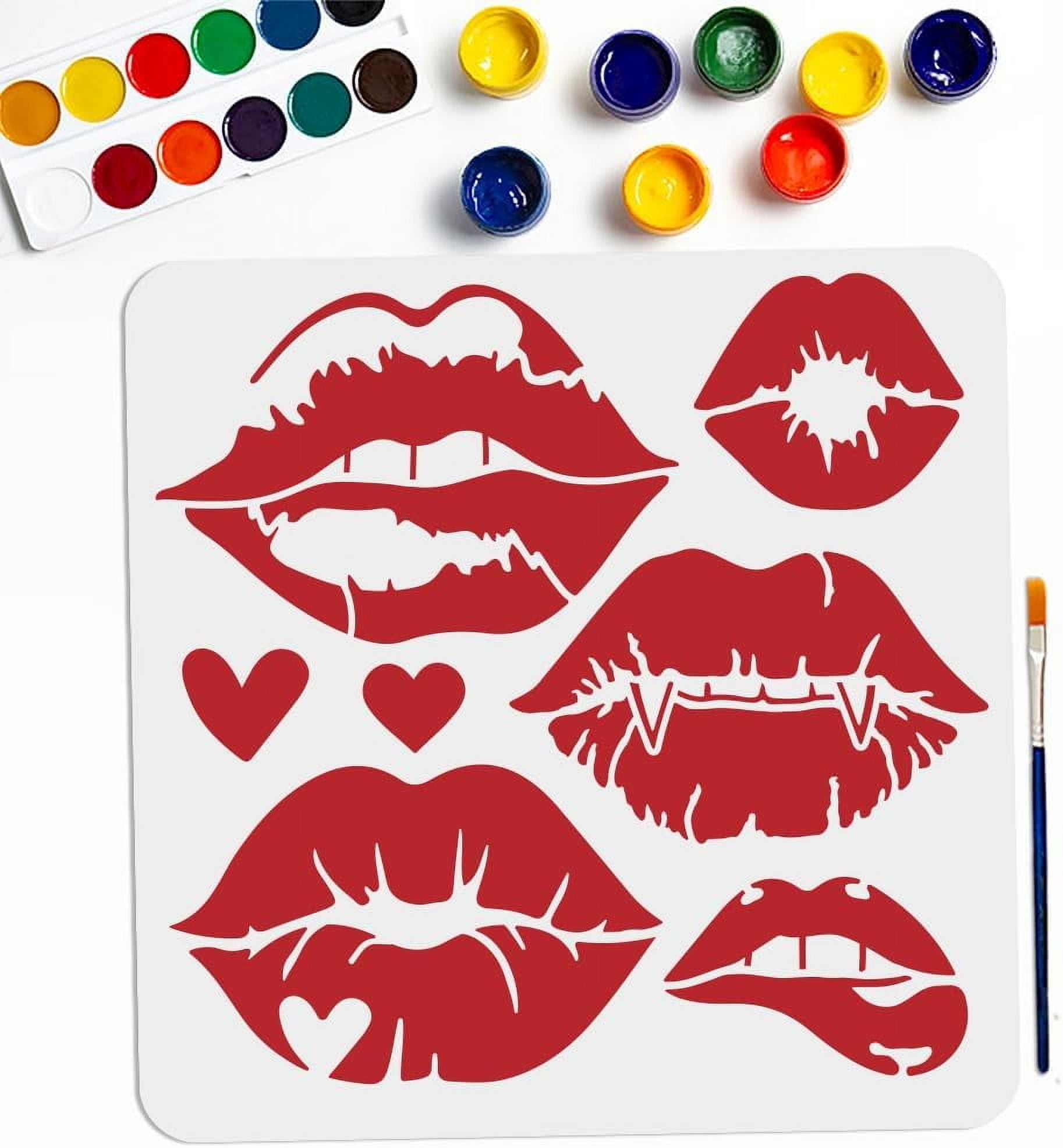 lip-paint-stencils-11-8-11-8inch-large-kiss-lips-love-lips-lipstick-mouth-stencil-with-paint-brush-reusable-woman-lip-print-templates-for-wood-wall-furniture-canvas-decor-walmart-com for Free Printable Paint Brush Template Lip Paint Stencils 11.8×11.8inch Large Kiss Lips Love Lips Lipstick Mouth Stencil with Paint Brush Reusable Woman Lip Print Templates for Wood Wall Furniture Canvas Decor - Walmart.com for Free Printable Paint Brush Template