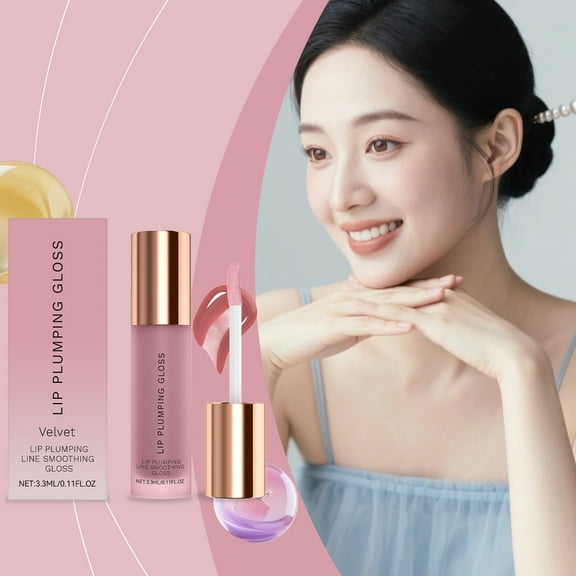 Lip Plumper Gloss, Lifting Gloss, Soft Lip Stick Tint & Plump Hydrating Gloss, Lip Plumping Gloss for Smoothing & Hydrating Lips, Metallic Lipstick for Flat Dull Lips, 0.11 Fl Oz (Velvet)