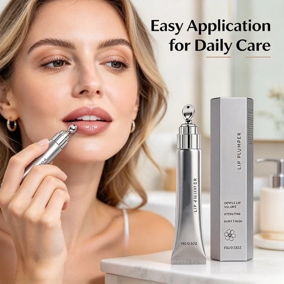 Lip Plumper Gloss, Moisturizing Nourishing Lip Balm, Instant Volume Lip Care Serum, for Fuller, Hydrated & Shiny Lips, Reduces Dryness and Chapped Lips, 15g