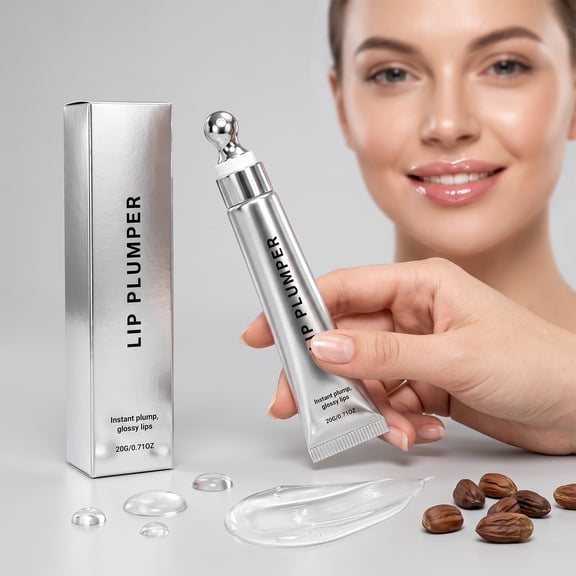 Lip Plumper Gloss, Moisturizing Nourishing Lip Balm, Instant Volume Lip Care Serum, for Fuller, Hydrated & Shiny Lips, Reduces Dryness and Chapped Lips, 20g