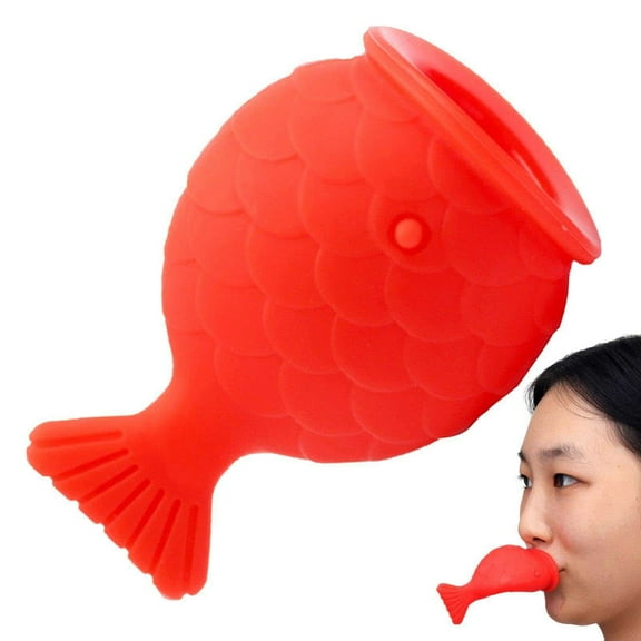 Lip Plumper Tool,Lip Plumper,Fish Shape Lip Plumper Enhancer - Safe Non-Fading Lip Moisturizer & Lift Tool for Fuller, Thicker Lips, Portable Goldfish Design(Red)