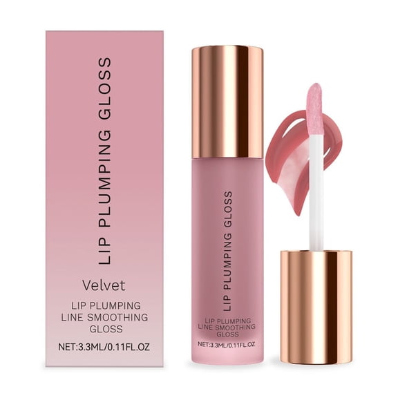 Lip Plumping Gloss, Hydrating Lip Gloss with Volumizing Effect, Metallic Shine Lip Gloss, Smoothing Lip Texture, Lightweight Non-Greasy Formula for Soft Lips, 3.3ml