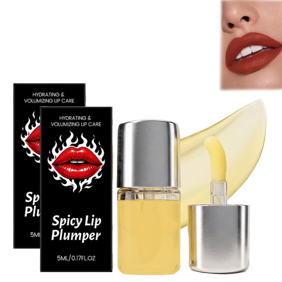Lip Plumping Lip Oil 5ml Spicy Tingling Formula Moisturizing Gloss for Plumper Lips & Reducing Fine Lines.(2Pcs)