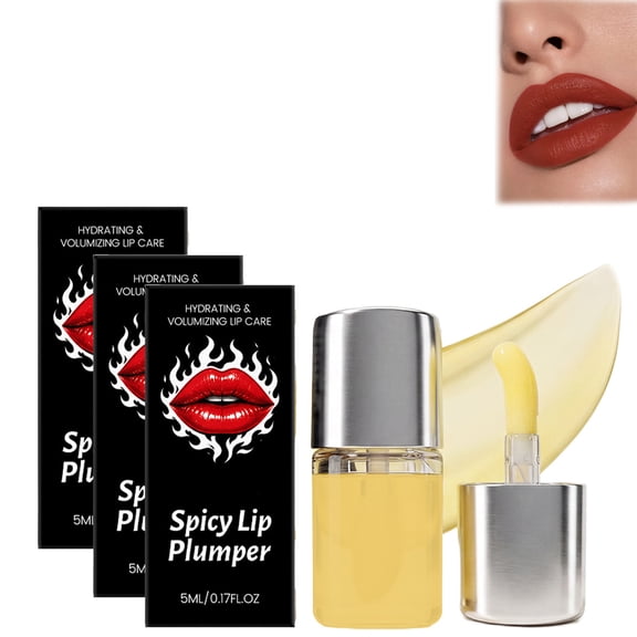 Lip Plumping Lip Oil 5ml Spicy Tingling Formula Moisturizing Gloss for Plumper Lips & Reducing Fine Lines.(3Pcs)