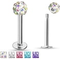 thumbnail image 1 of Lip Ring Flat Back with Ferido CZ Gem Surgical Steel 1 Piece (16g) (T/TL/14) (Black CZ 16gx5/16 x4 (1.2mmx8mmx4mm)), 1 of 3