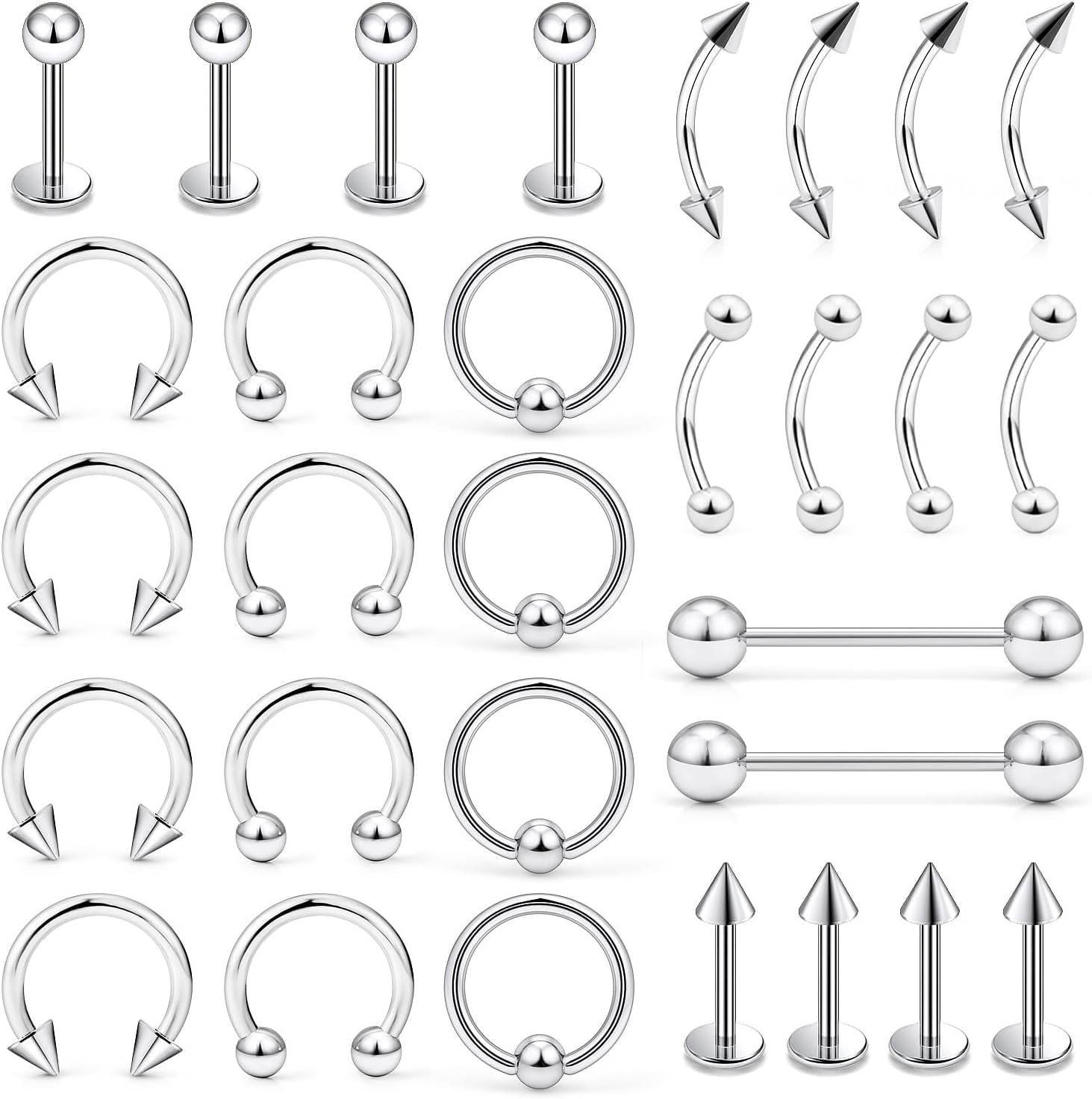 Lip Rings Surgical Steel Snake Bite Jewelry 16G Vertical Labret Lip ...
