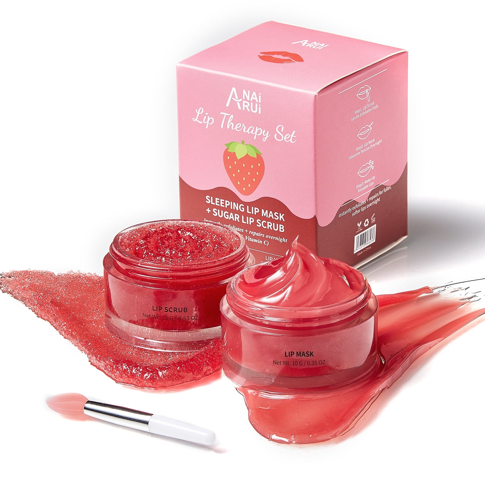 vitamin c lip scrub ANAiRUi, Scrub, Cherry Lip Care Set, Hydrating Lip Mask Store in a cool gluta-pycno-wellness-product Contenance:Pilulier de 120 gélules Wellness & Aesthetics LLC