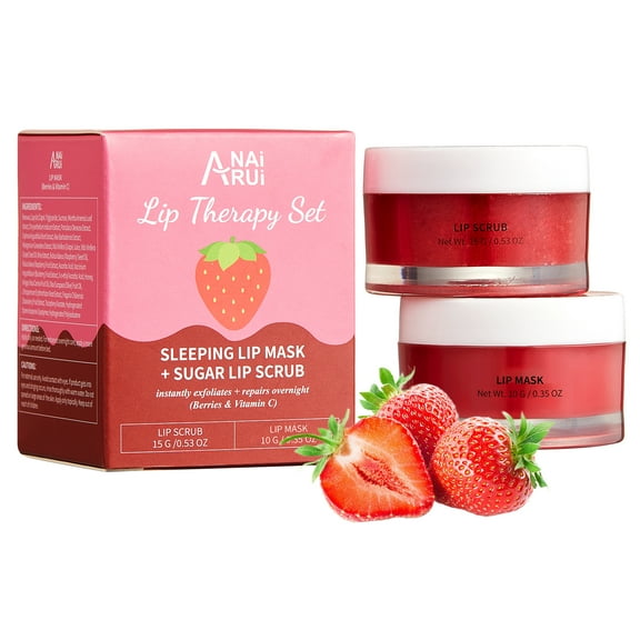 ANAiRUi Stunning Color Hydrating Frost Lip Sleeping Masks with Vitamin C, Strawberries