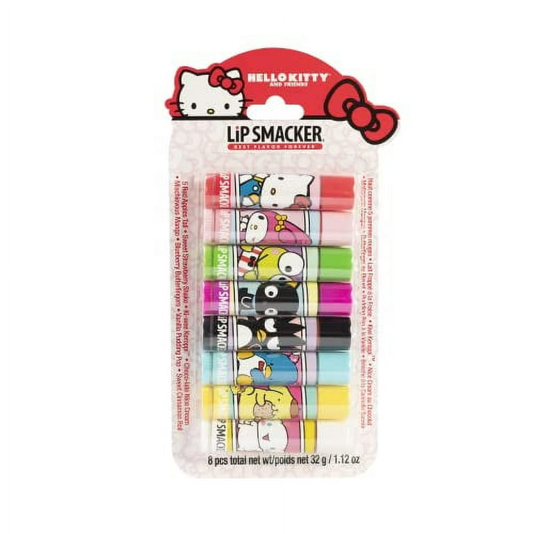 Lip Smacker Sanrio Hello Kitty and Friends 8-Piece Flavored Lip Balm,  Clear, For Kids, My Melody, Little Twin Stars, and Chococat 