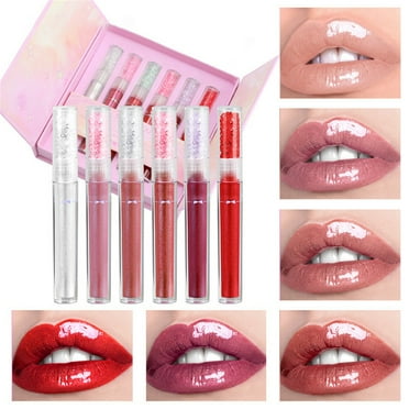 Lip Stains Long-Lasting Lip Stains Moisturizing Lip Glosses Waterproof Lipstick Lipstick Primers Diamond Lip Gloss Gift Box Set With Pearl Gloss And Non Stick Cup Lip Gloss Lip And Lip Oil