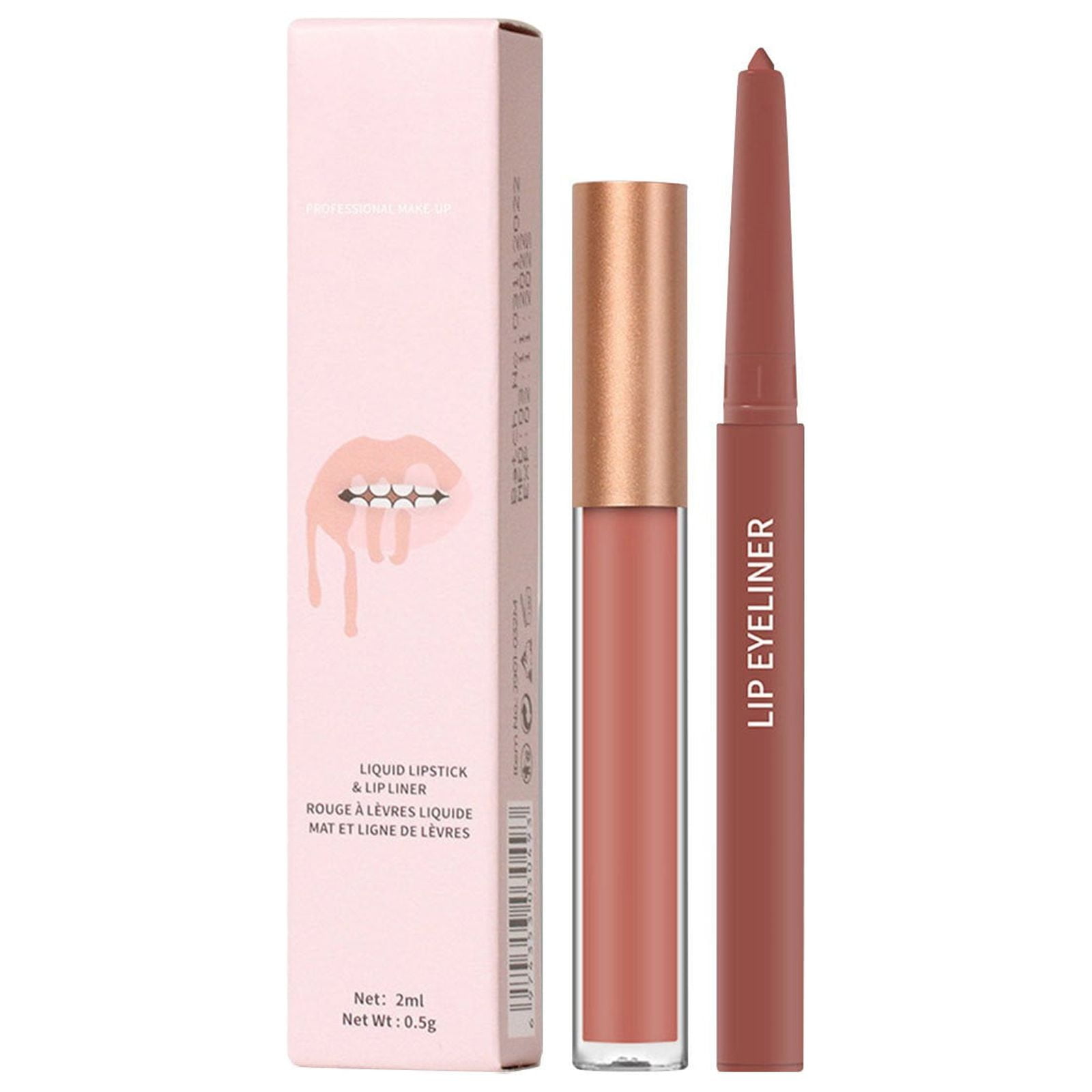 Lip Stick Pack 2pcs Lip Liner And Lipstick Makeup Set 1 Velvety Liquid