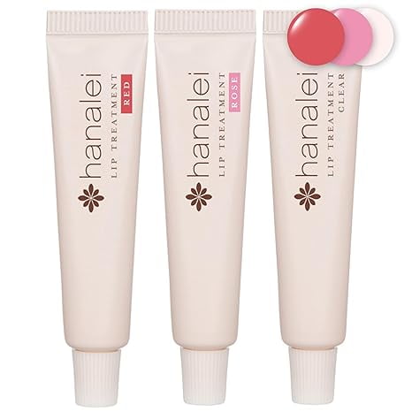 Lip Treatment by Hanalei.Made with Kukui Oil,Shea Butter,Agave,and Grapeseed Oil.Soothe Dry Lips,Cruelty free, Paraben Free.A. Multi-colored Travel-size 3 pack (5ml/5g/0.