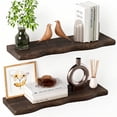 thumbnail image 1 of Lipa 24 Inch 2 Pack Floating Shelves for Wall,Farmhouse Live Edge Shelf,Living Room Bedroom Kitchen,Charcoal Brown, 1 of 8