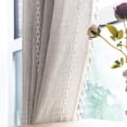 thumbnail image 1 of Lipa Farmhouse Curtain for Living Room,Semi Blackout Boho Curtains,Rod Pocket,1 Panel,52"Wx84"L,Beige, 1 of 9