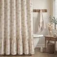 thumbnail image 1 of Lipa Farmhouse Rustic Shower Curtain,Ruffled Linen Shower Curtain with metal hooks,Floral,72" x 72", 1 of 9