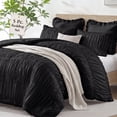 thumbnail image 1 of Lipa King Size Comforter Set,5-Piece Bed in a Bag,All Season Bedding Set,Ruched Design,Comforter,Pillowcases and Shams,Black, 1 of 9
