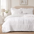 thumbnail image 1 of Lipa Queen Size Comforter Set,5-Piece Bed in a Bag,All Season Bedding Set,Ruched Design,Comforter,Pillowcases and Shams,White, 1 of 9