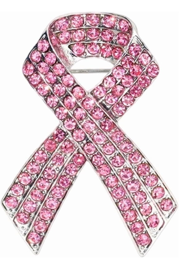 Lipfer Breast Cancer Pin, Crystal Rhinestone Breast Cancer Awareness Pin, Pink Ribbon Breast Cancer Awareness Accessories for Women