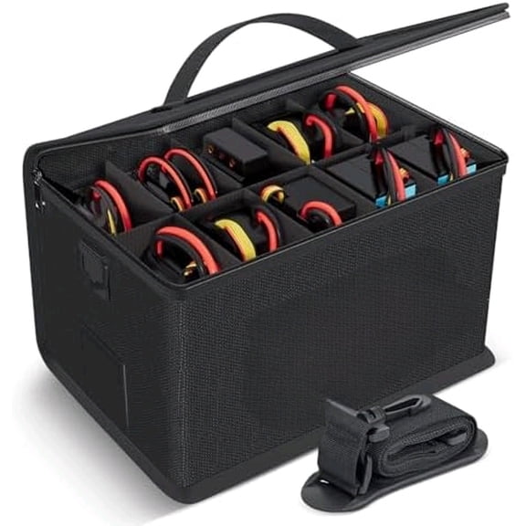 Lipo Bag, Fireproof and Explosionproof LiPo Battery Bags - Large Capacity LiPo Guard Safe Pouch Adjustable for 10 - Cell LiPo Storage & Charge (10.6"x 6.7" x 6.7")$$Tools & Hardware Other