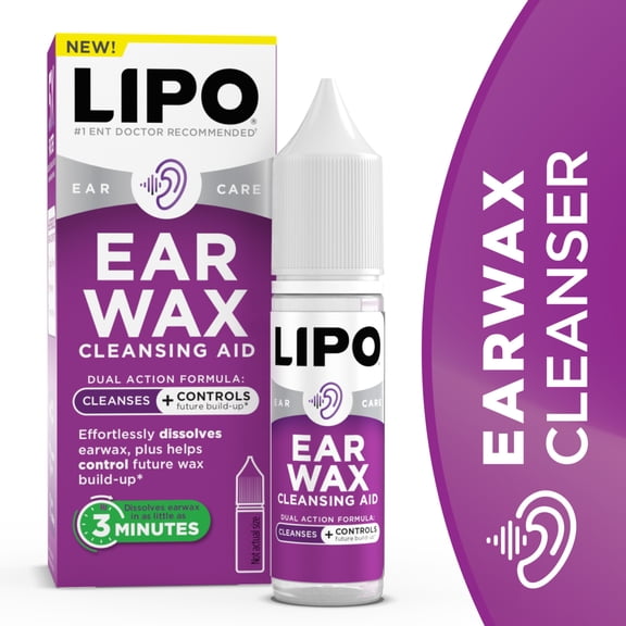 Lipo Earwax Cleansing Aid Safe & Gentle, Peroxide-Free Ear Drops that Dissolve Wax Fast, Help Prevent Build-Up & Support Clear, Comfortable Ears