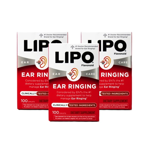 Lipo Flavonoid Ear Ringing Relief Supplement, 100 Caplets (pack of 3)