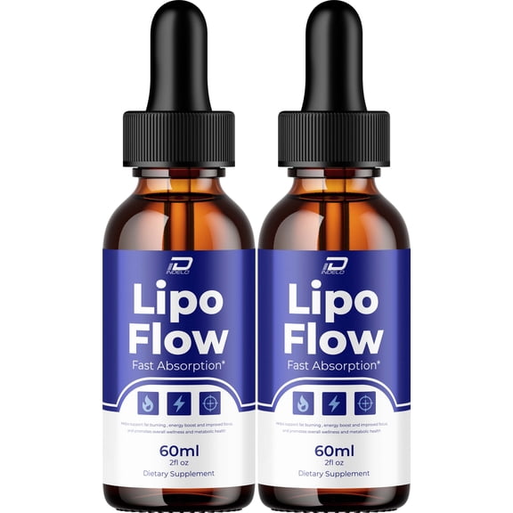 Lipo Flow Liquid Drops  LipoFlow Natural Blend Healthy Organic Support, 2 Pack, 2 Month Supply