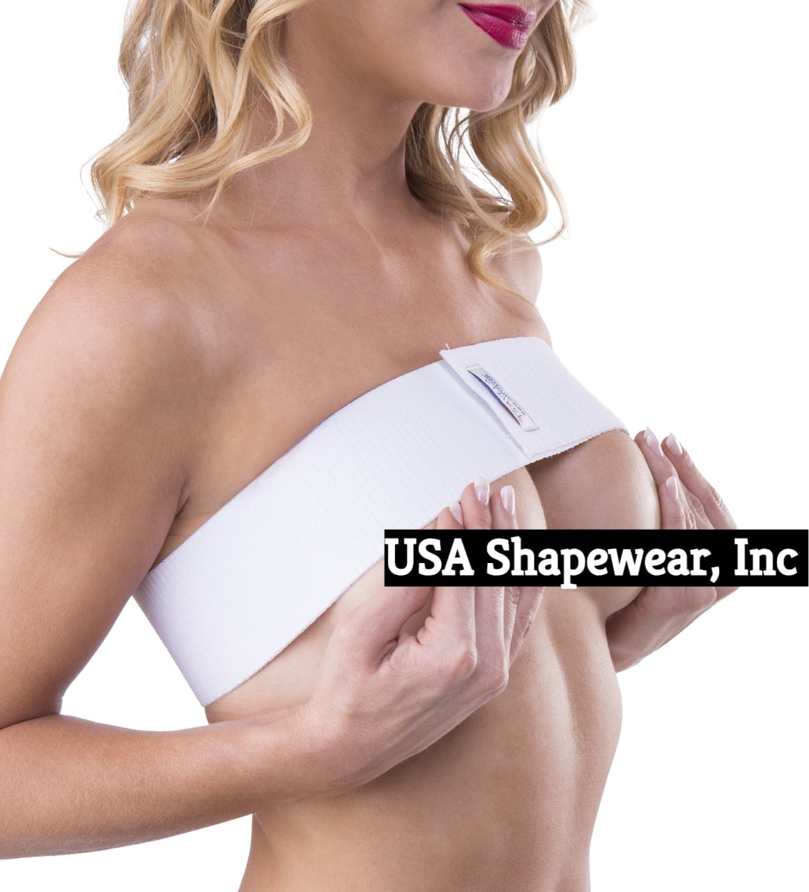Lipo Healing Adjustable Breast Surgery Implant Stabilizer Band Velcro Breathable Elastic White