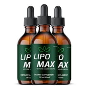 Lipo Max Liquid Supplement, LipoMax Drops, All Natural Premium Formula, Overall Wellness Extract Official Maximum Strength 60 mL per Bottle 3 Pack